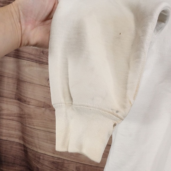 VINTAGE RUSSELL ATHLETIC PRO COTTON USA MADE WHITE CREW NECK SWEATSHIRT XL STAIN - Picture 14 of 16